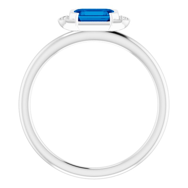 Emerald Blue Sapphire & Diamond Stackable Ring in Gold and Platinum