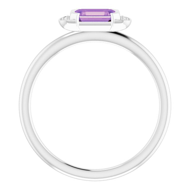 Emerald Amethyst & Diamond Stackable Ring in Gold and Platinum