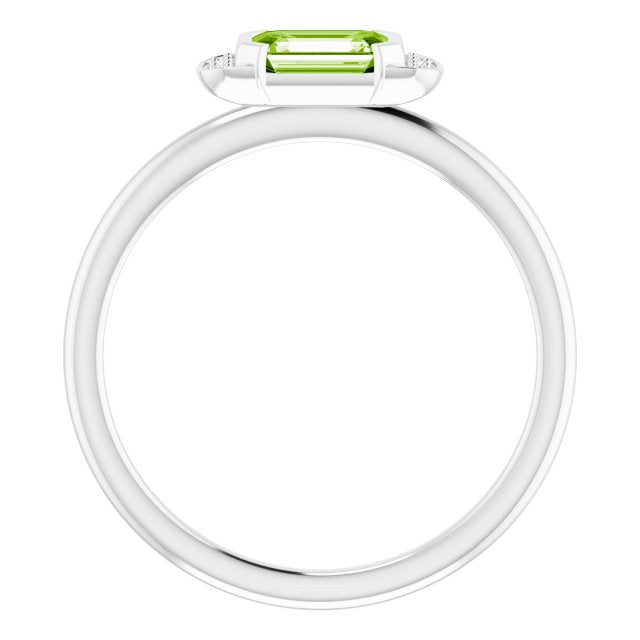 Emerald Peridot Stackable Ring with Diamond Accents in White Gold