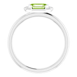 Emerald Peridot Stackable Ring with Diamond Accents in White Gold