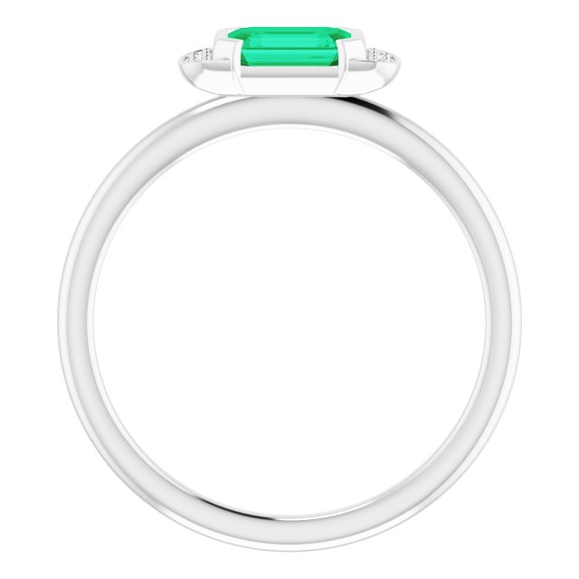Emerald Emerald & Diamond Stackable Ring in Gold and Platinum