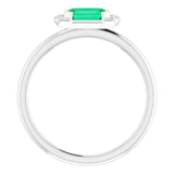 Emerald Emerald & Diamond Stackable Ring in Gold and Platinum