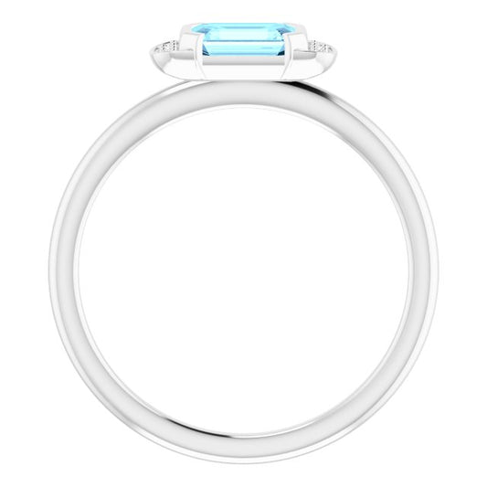 Emerald Aquamarine & Diamond Stackable Ring in Gold and Platinum