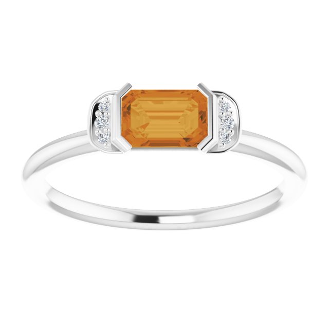 Emerald Citrine & Diamond Stackable Ring in Gold and Platinum