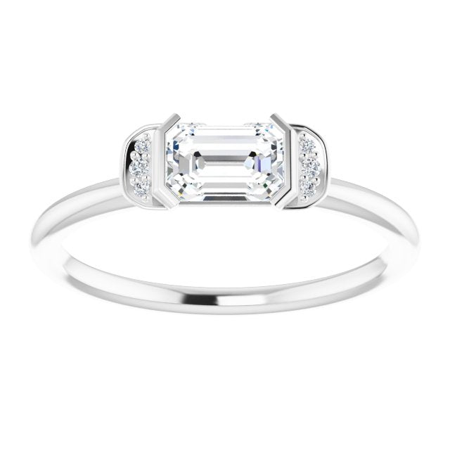 Emerald White Sapphire & Diamond Ring in Gold and Platinum