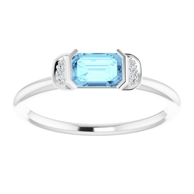 Emerald Aquamarine & Diamond Stackable Ring in Gold and Platinum