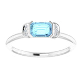 Emerald Aquamarine & Diamond Stackable Ring in Gold and Platinum