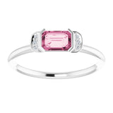 Emerald Pink Tourmaline & Diamond Ring in Gold and Platinum