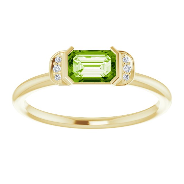 Emerald Peridot & Diamond Stackable Ring in Gold and Platinum