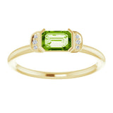 Emerald Peridot & Diamond Stackable Ring in Gold and Platinum