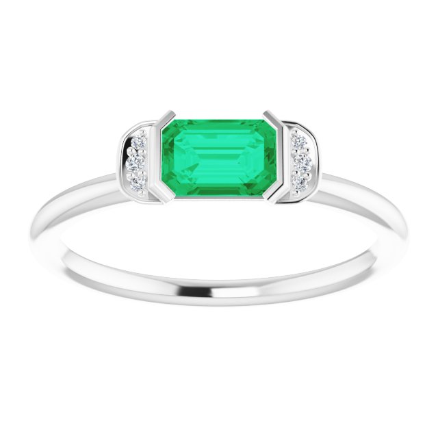 Emerald Emerald & Diamond Stackable Ring in Gold and Platinum