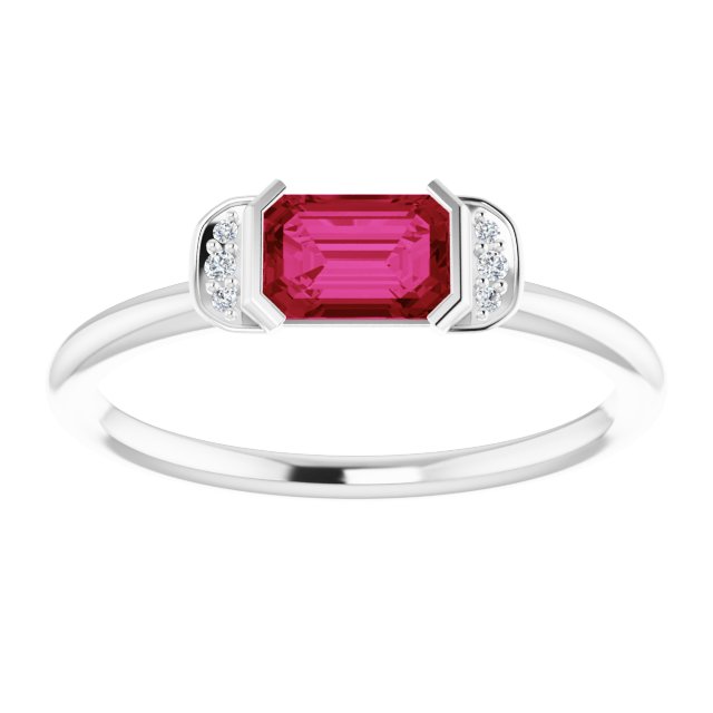 Emerald Ruby & Diamond Stackable Ring in Gold and Platinum