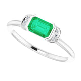 Emerald Emerald & Diamond Stackable Ring in Gold and Platinum