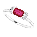Emerald Ruby & Diamond Stackable Ring in Gold and Platinum