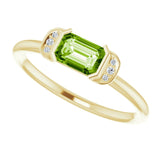 Emerald Peridot & Diamond Stackable Ring in Gold and Platinum