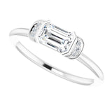 Emerald White Sapphire & Diamond Ring in Gold and Platinum