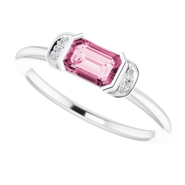 Emerald Pink Tourmaline & Diamond Ring in Gold and Platinum