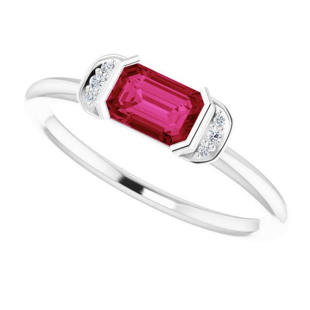 Emerald Ruby & Diamond Stackable Ring in Gold and Platinum