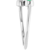 Round Emerald Two Stone Ring in Gold