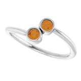 Round Citrine Two Stone Ring in Gold