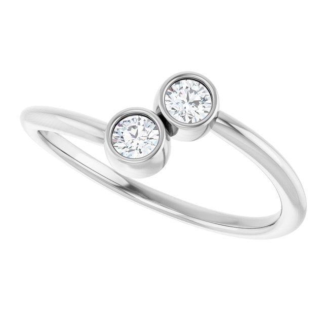 Round White Sapphire Two Stone Ring in Gold