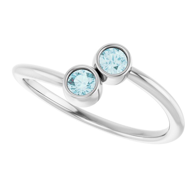 Round Sky Blue Topaz Two Stone Ring in Gold