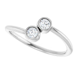 Round White Sapphire Two Stone Ring in Gold