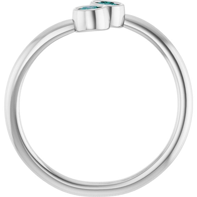 Round Lab-Grown Alexandrite Two Stone Ring in Gold