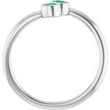 Round Emerald Two Stone Ring in Gold