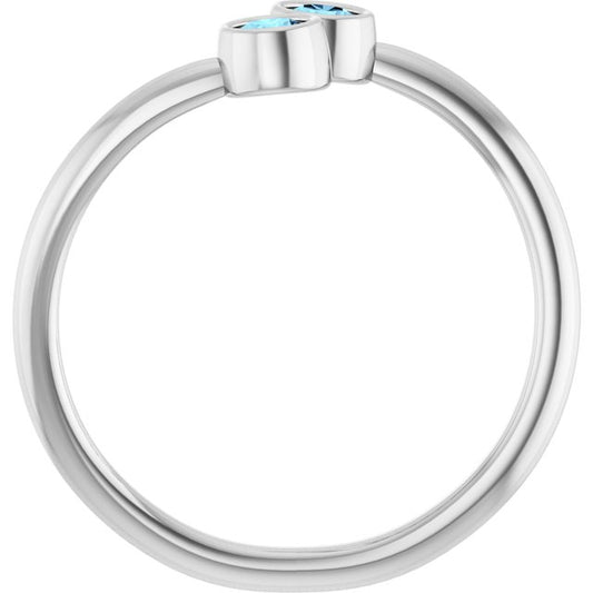 Round Aquamarine Two Stone Ring in Gold