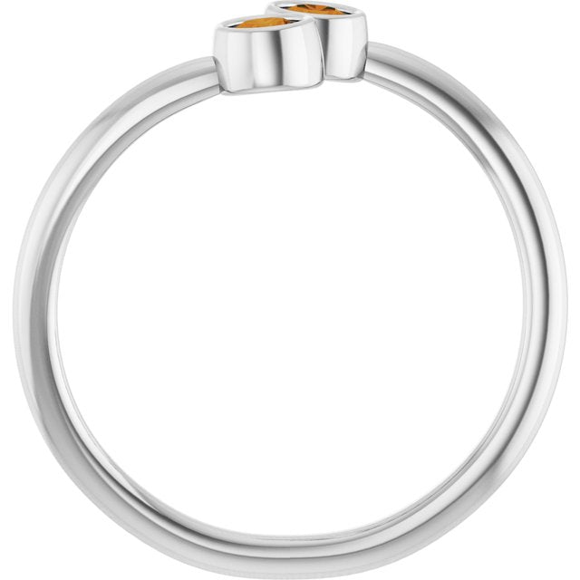 Round Citrine Two Stone Ring in Gold