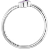 Round Amethyst Two Stone Ring in Gold