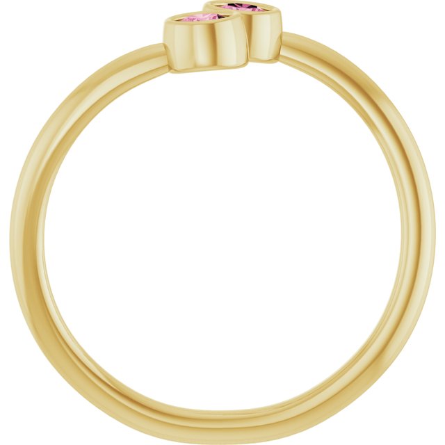 Round Pink Tourmaline Two Stone Ring in Gold and Platinum