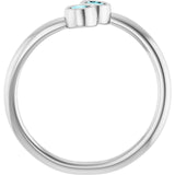 Round Blue Zircon Two Stone Ring in Gold