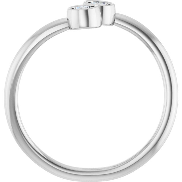 Round White Sapphire Two Stone Ring in Gold