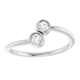 Round White Sapphire Two Stone Ring in Gold