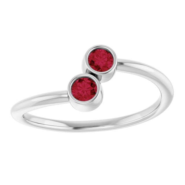 Round Ruby Two Stone Ring in Gold