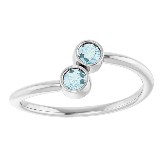 Round Sky Blue Topaz Two Stone Ring in Gold