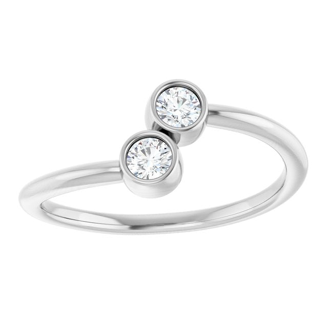 Round White Sapphire Two Stone Ring in Gold