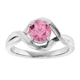 Round Pink Tourmaline Solitaire Ring in White Gold