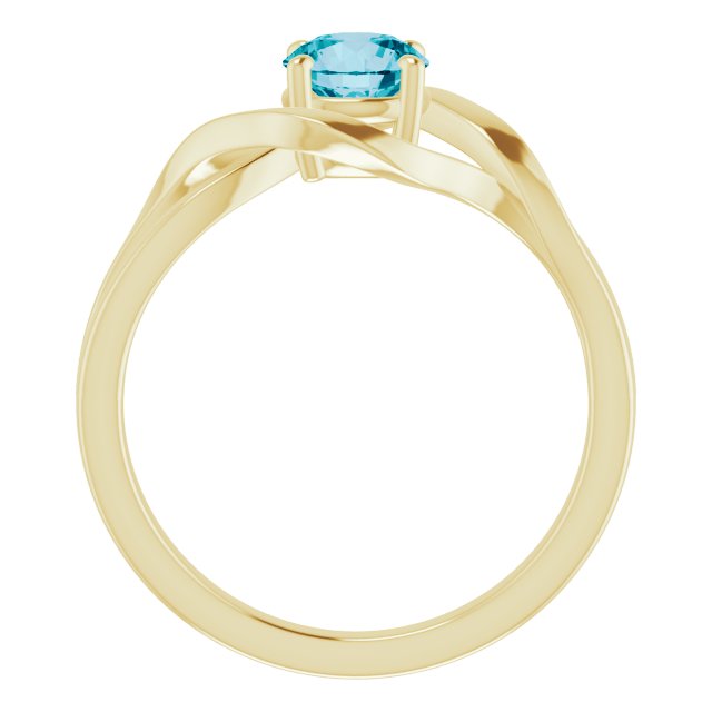 Round London Blue Topaz Solitaire Ring in Yellow Gold