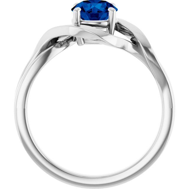 Round Lab-Grown Blue Sapphire Solitaire Ring in White Gold