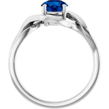 Round Lab-Grown Blue Sapphire Solitaire Ring in White Gold