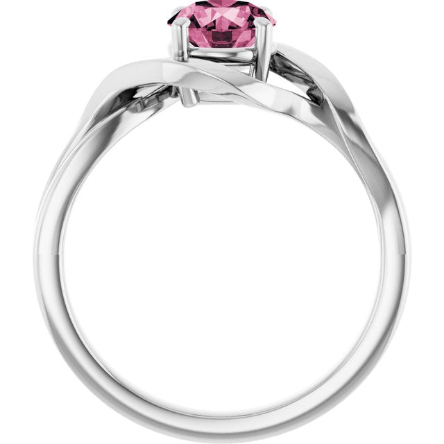 Round Pink Tourmaline Solitaire Ring in White Gold
