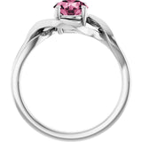 Round Pink Tourmaline Solitaire Ring in White Gold