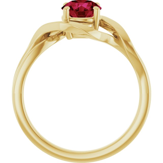 Round Lab-Grown Ruby Solitaire Ring in Yellow Gold