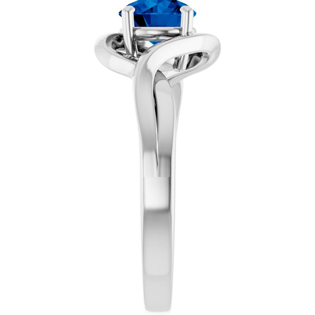 Round Lab-Grown Blue Sapphire Solitaire Ring in White Gold