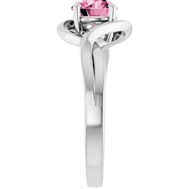 Round Pink Tourmaline Solitaire Ring in White Gold