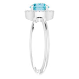 Round London Blue Topaz & Diamond Halo Ring in Gold and Platinum