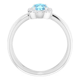 Oval Aquamarine Halo Ring with Diamond Accents in Gold and Platinum